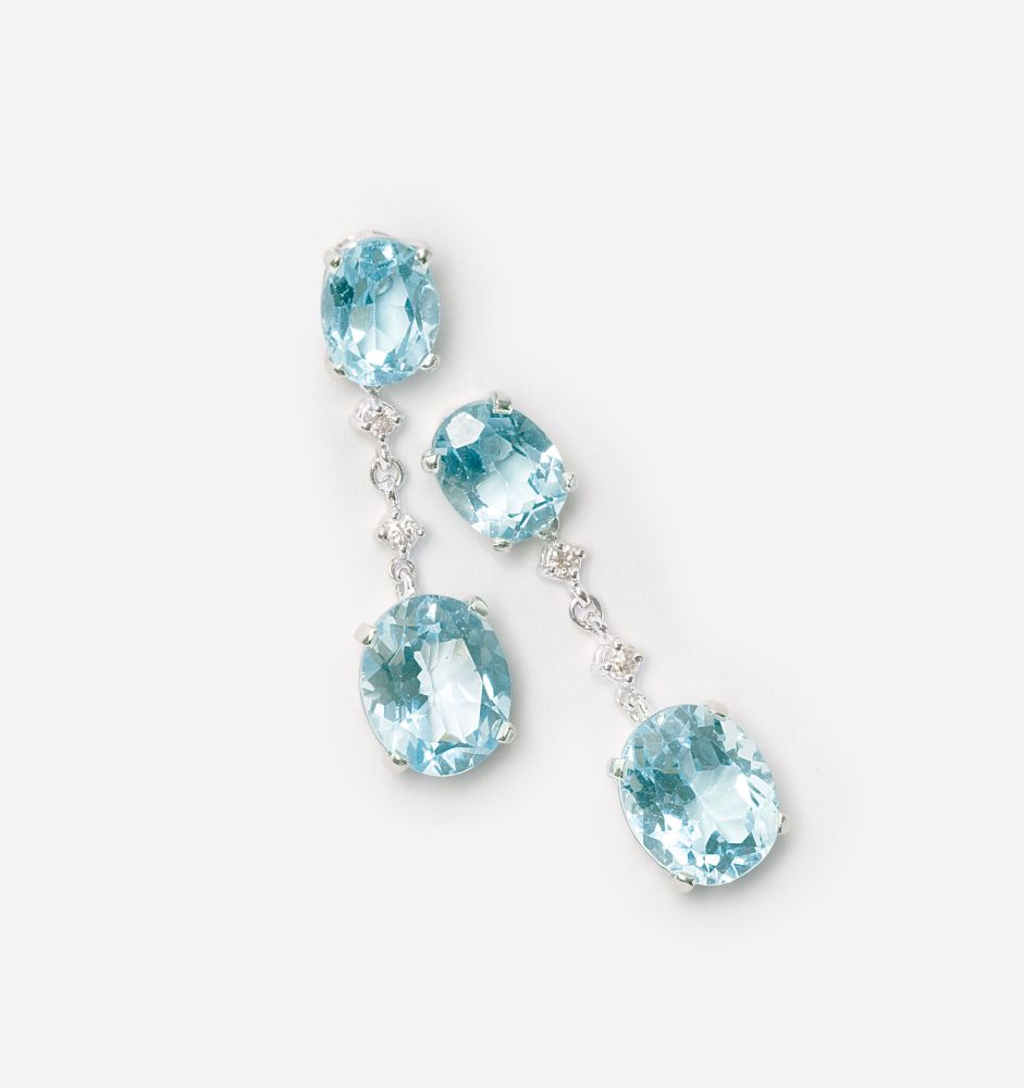 A Pair of Topaz Diamond Earpendants