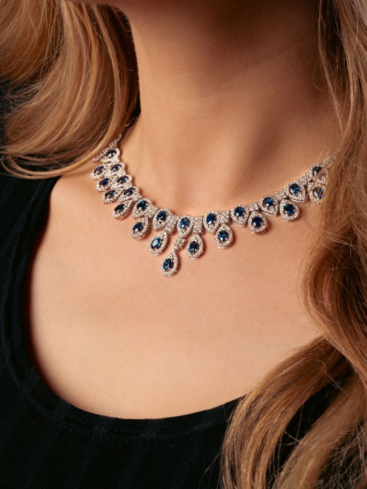 A precious Sapphire Diamond Necklace 'Bleu brillant' - image 4