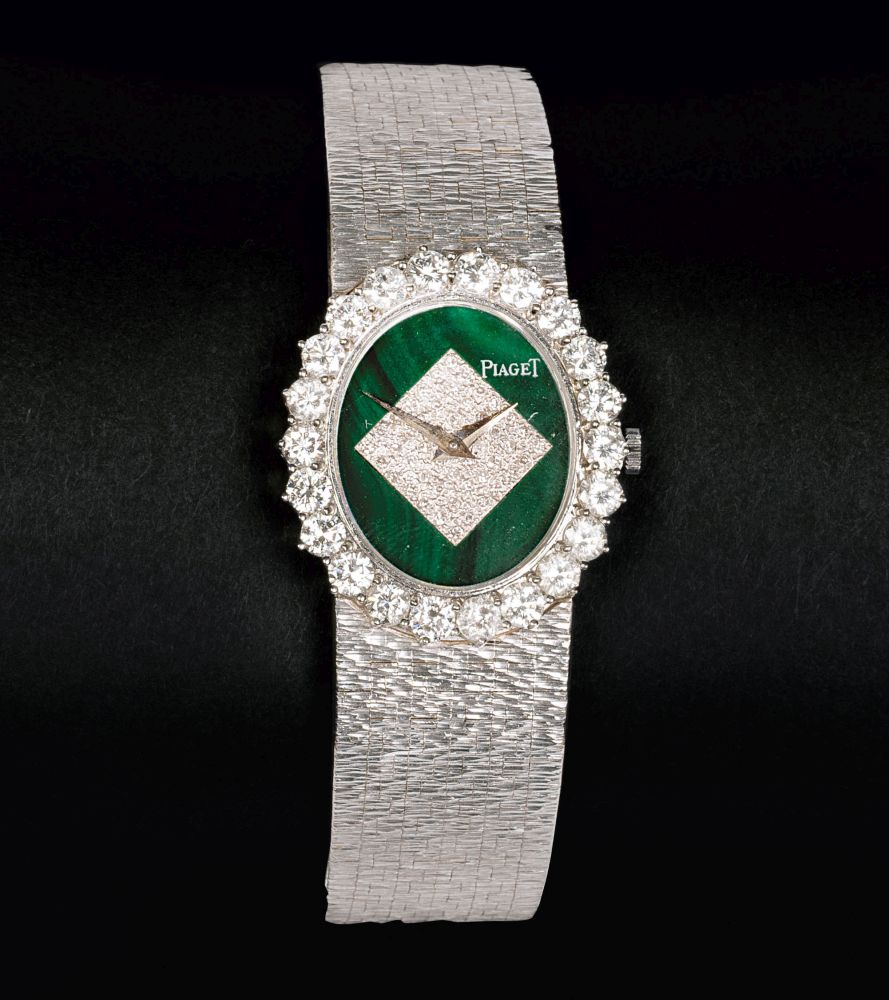 A Lady's Wristwatch with Malachite and Diamonds