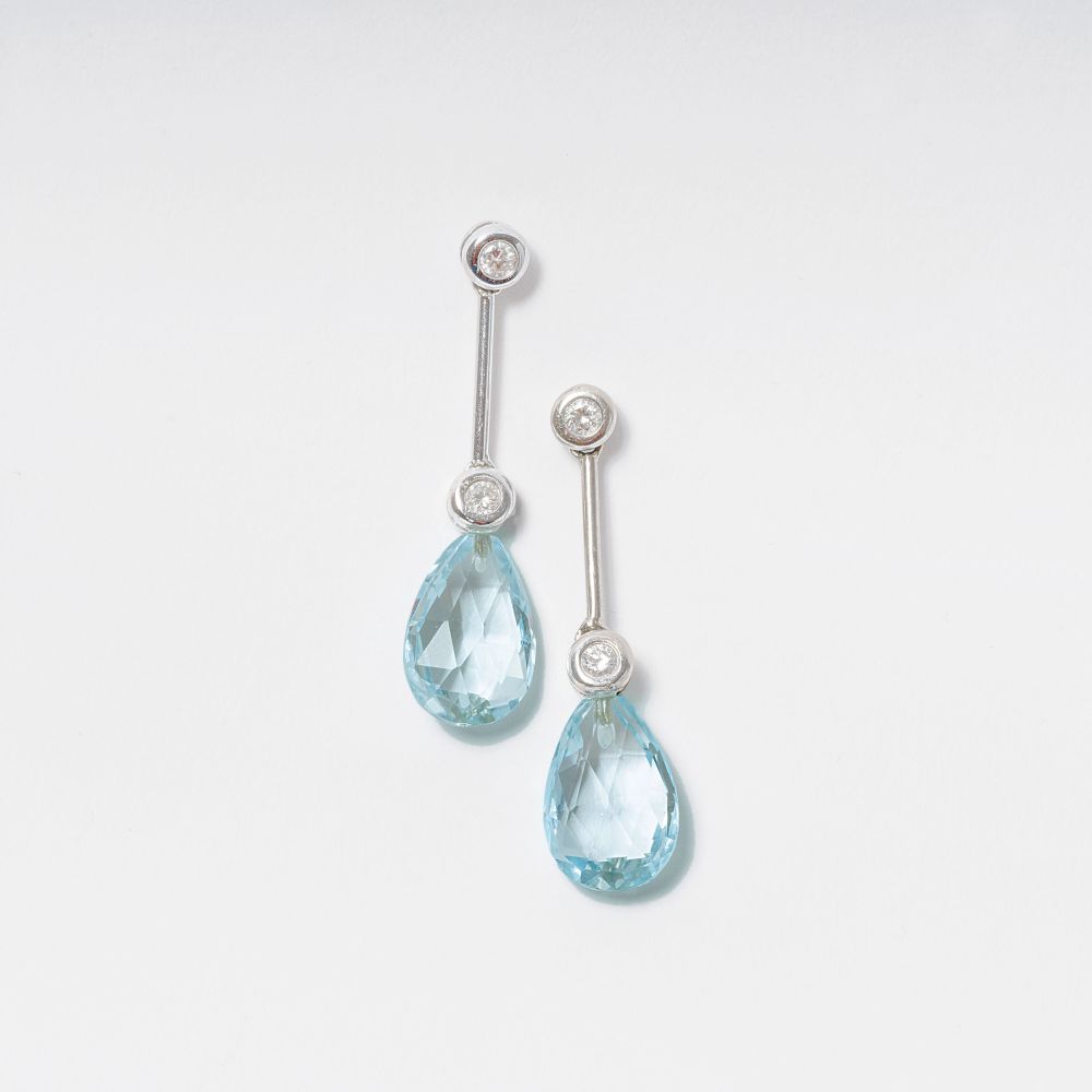 A Pair of Topaz Diamond Earpendants