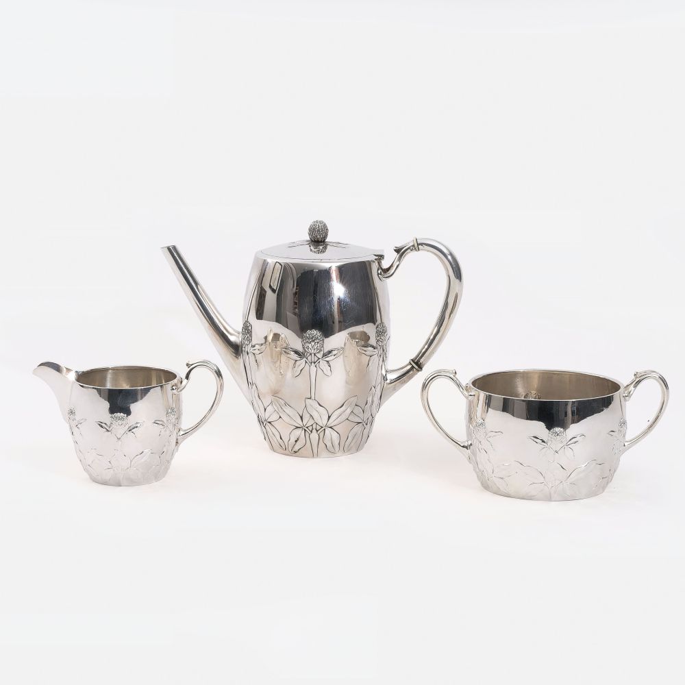 Jugendstil-Kaffeeservice mit Floral-Dekor 'Distelblumen'