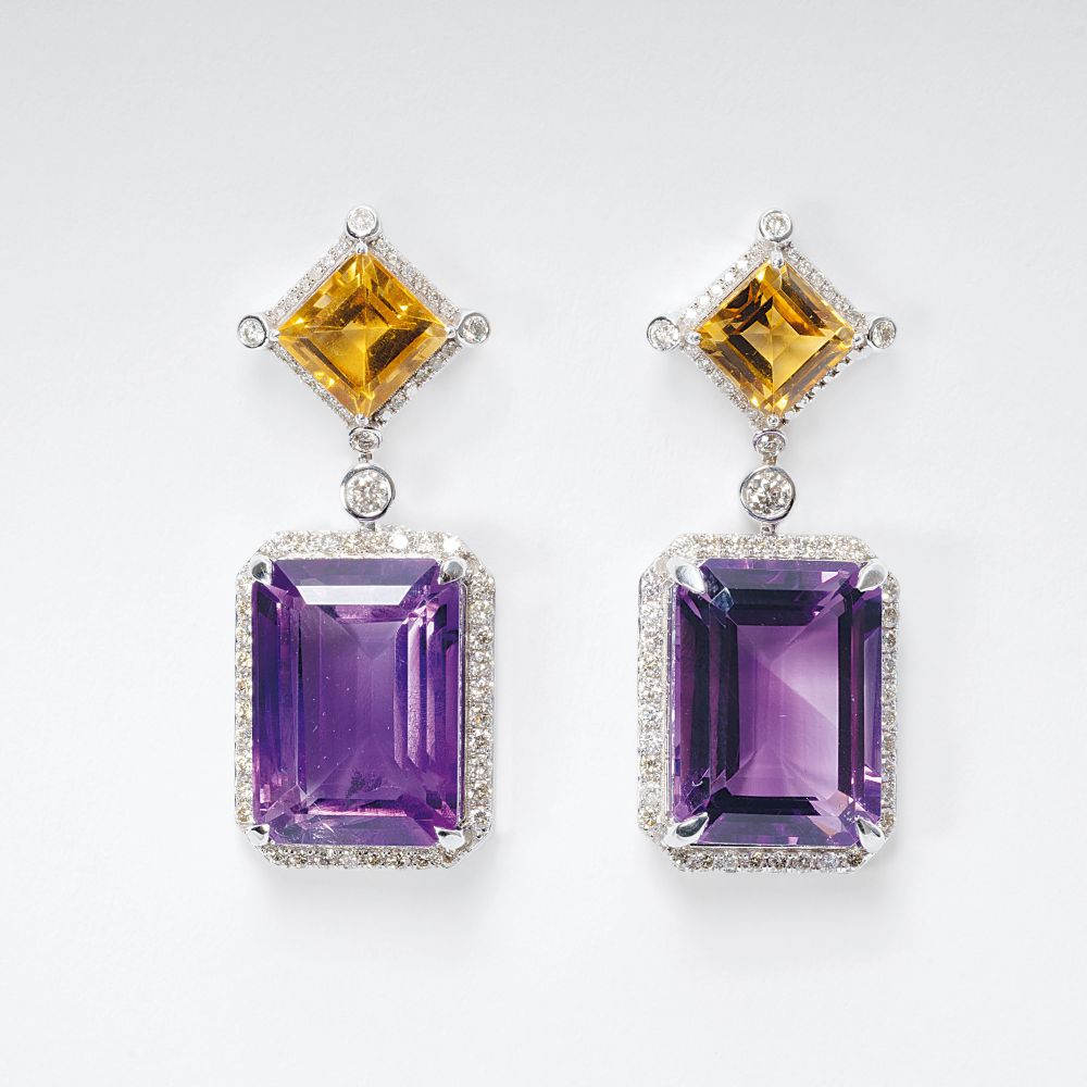 Amethyst and sales citrine earrings