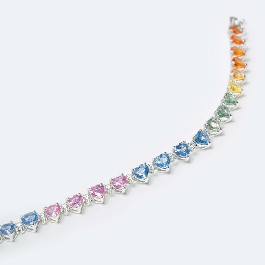 'Rainbow' Armband mit farbigen Saphiren im Herzschliff
