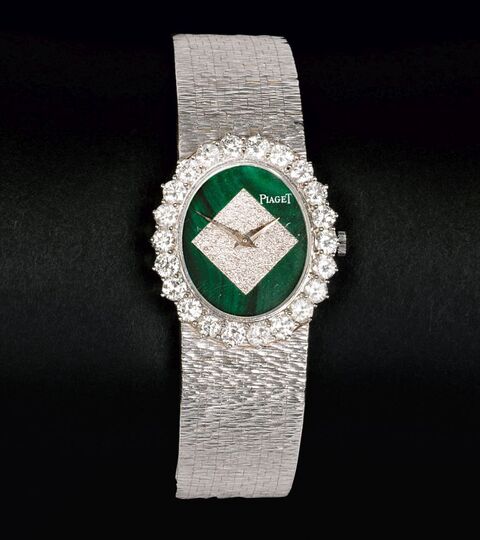 Damen-Armbanduhr mit Malachit und Brillant-Besatz