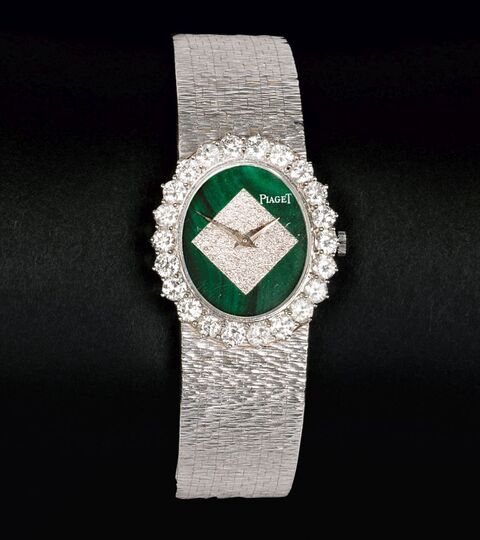 A Lady's Wristwatch with Malachite and Diamonds