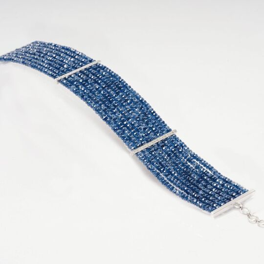 A multi-row Sapphire Bracelet with small Diamonds