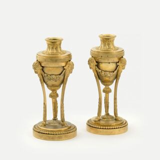 A Pair of Napoleon III urn-shaped Candlesticks