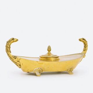  An Empire Navette-Shaped Inkwell