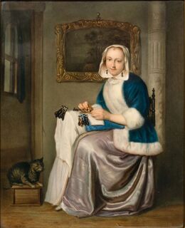 A Porcelain Plaque 'The Lady with the Lace Pillow'