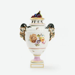 A Potpourri Vase with Ram Heads