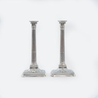 A Pair of large George III Candleholders with Corinthian Columns