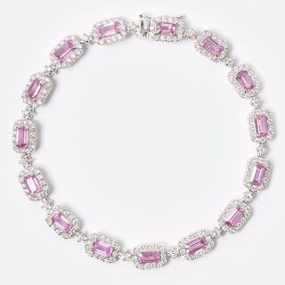 Elegantes Pink-Saphir-Armband mit Brillant-Besatz