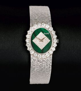 Damen-Armbanduhr mit Malachit und Brillant-Besatz
