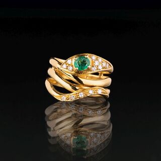 Emerald Diamond Ring 'Snake'