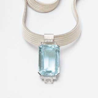 A large Aquamarine Diamond Pendant