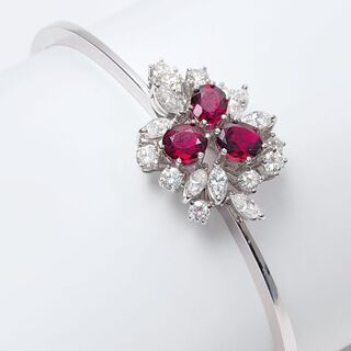 A Diamond Bangle Bracelet with natural Rubies