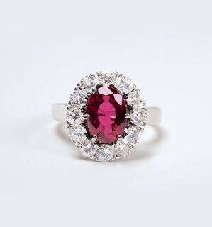 A natural Ruby Ring with Diamonds