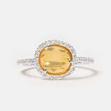 A Fire Opal Diamond Ring - image 1