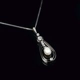 An Art Nouveau Diamond Pearl Pendant