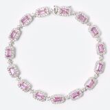 Elegantes Pink-Saphir-Armband mit Brillant-Besatz - Bild 1