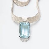 A large Aquamarine Diamond Pendant - image 1