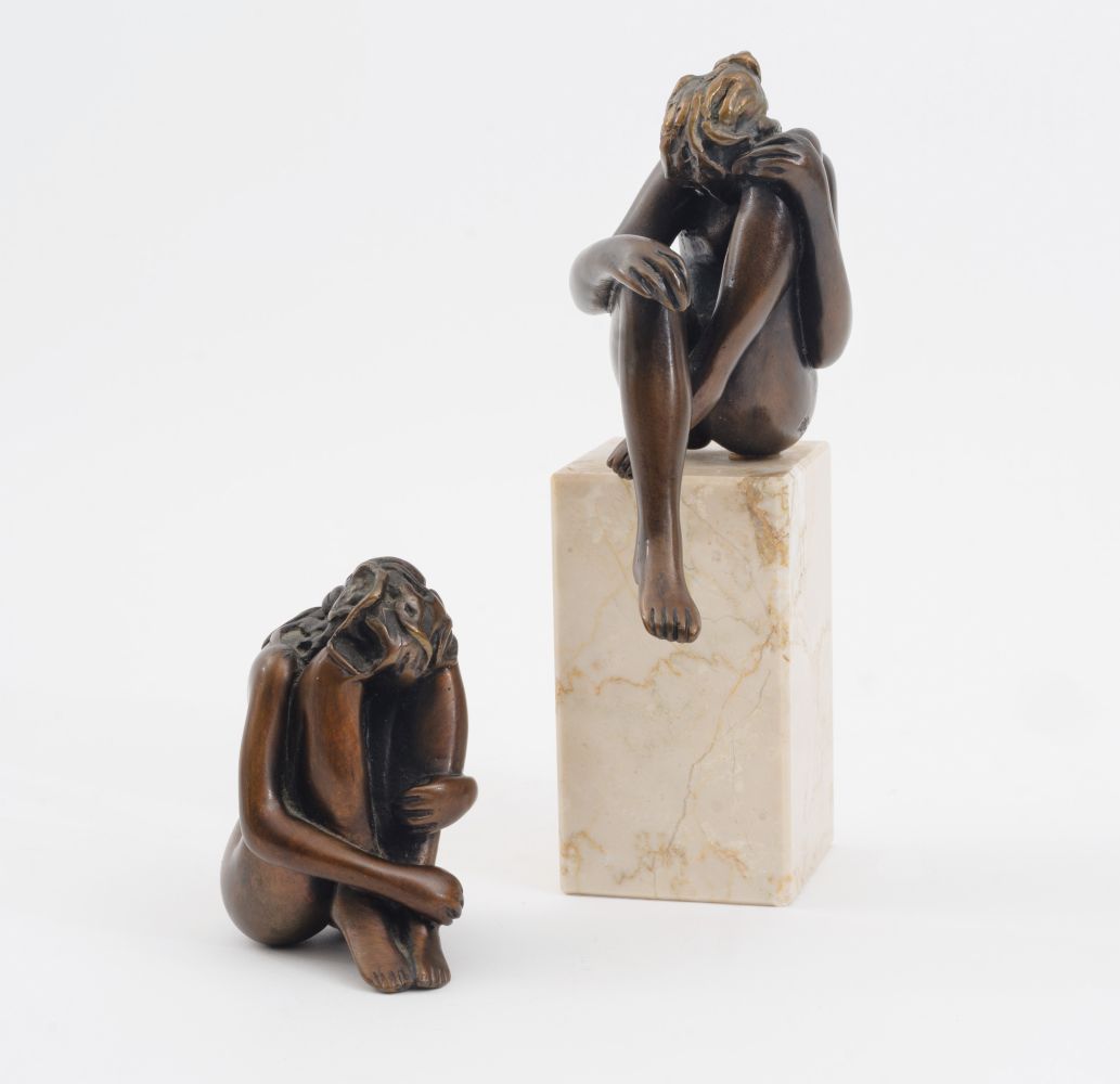 A Pair of Small Bronzes 'Small Venus on Marble Base' and 'Mignon'