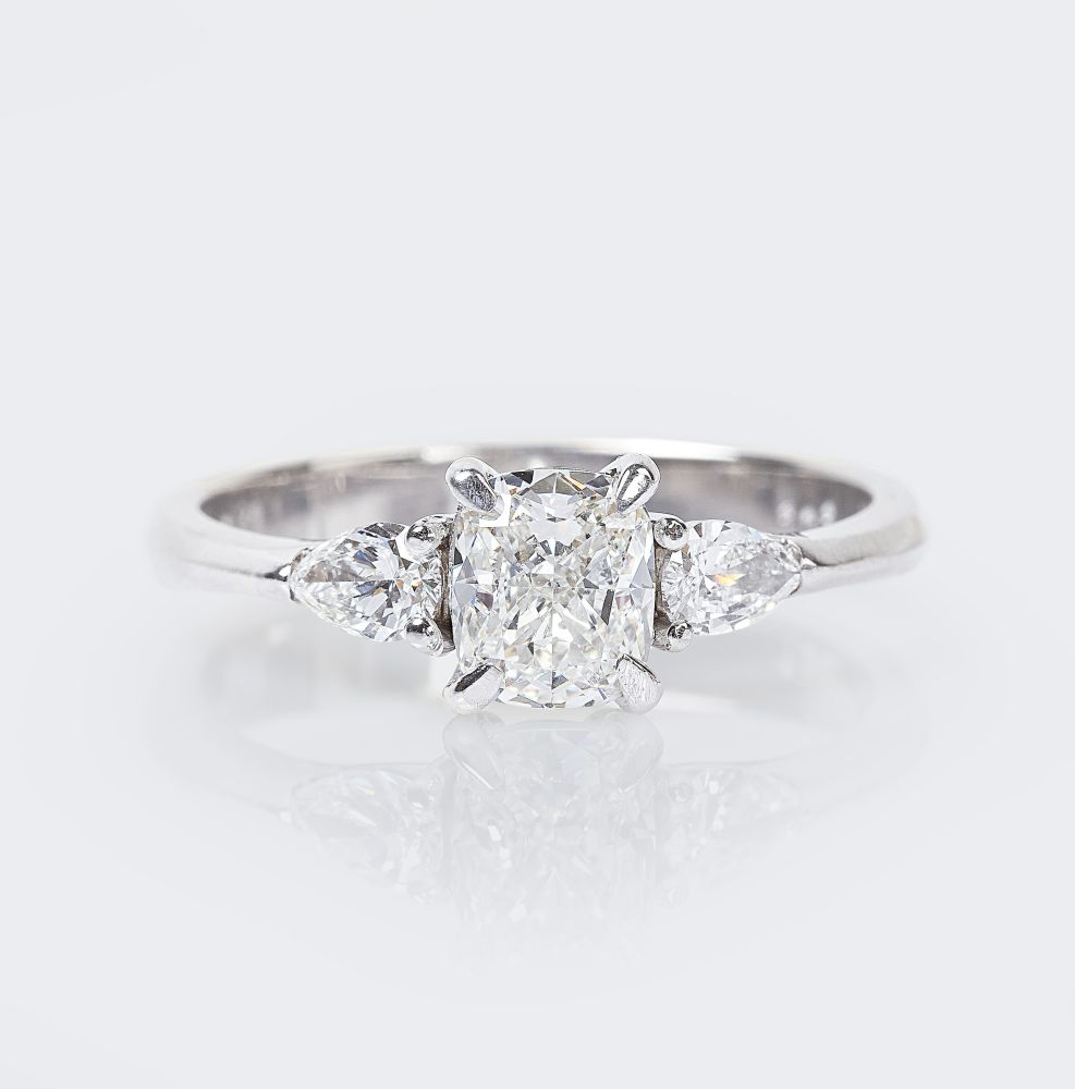 A Cushionshaped Cut Diamond Ring