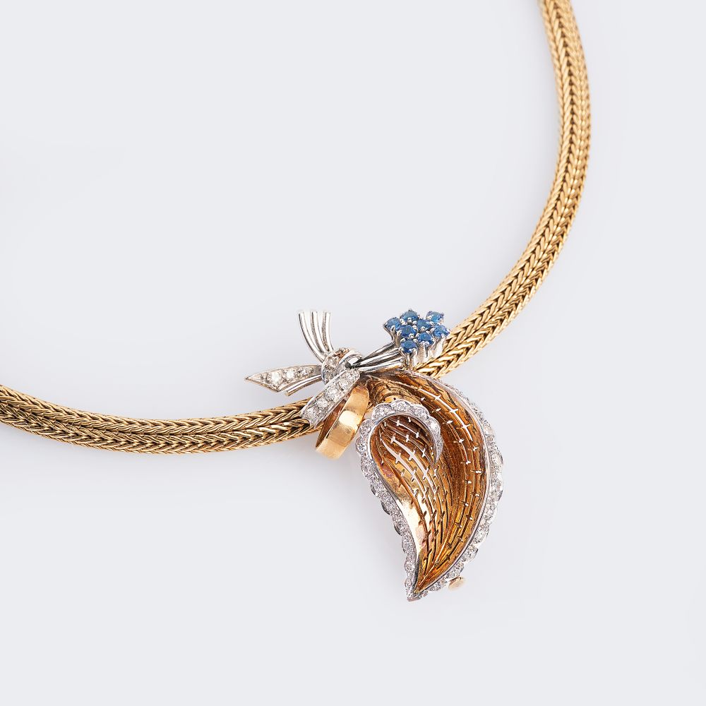 Gold-Collier mit floralem Vintage-Mittelteil Gold-Collier mit floralem Vintage-Mittelteil