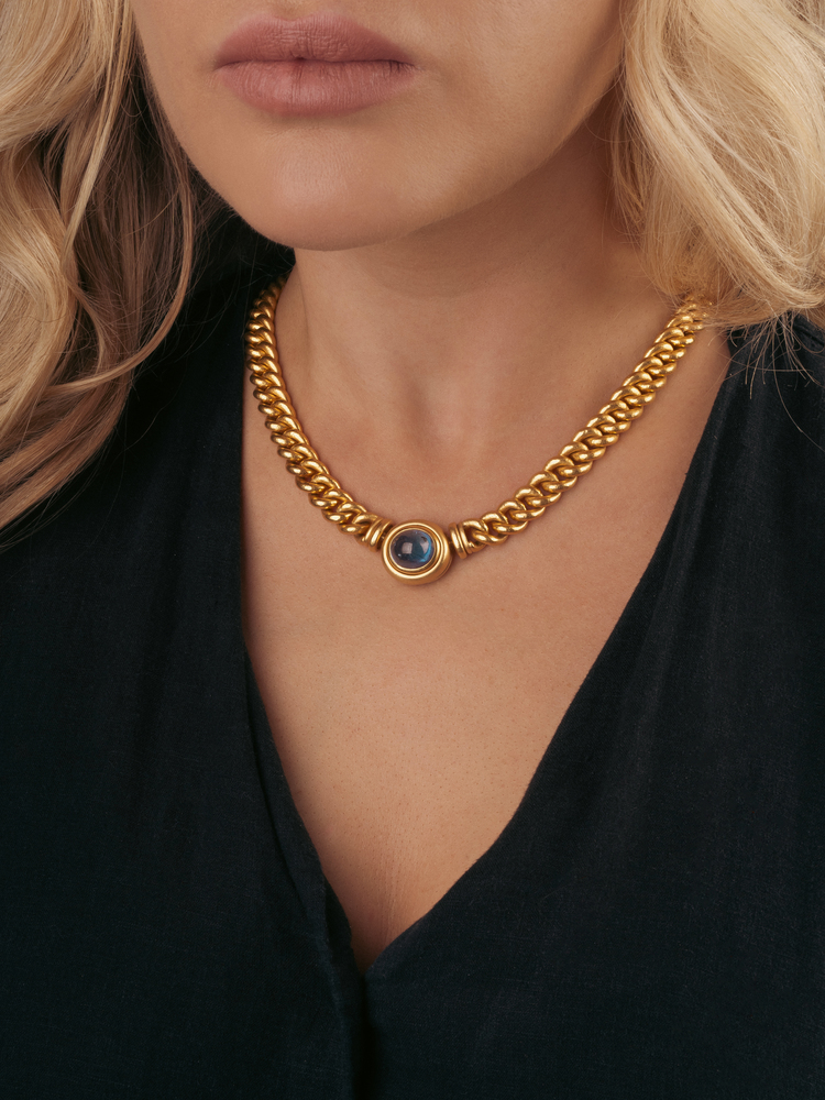 A Curb Chain Necklace with Sapphire Patentclasp by Brahmfeld & Gutruf - image 2