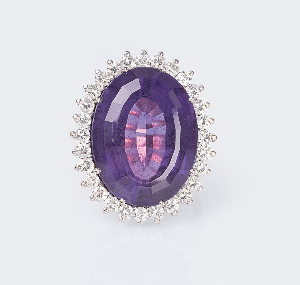 An Amethyst Diamond Cocktailring