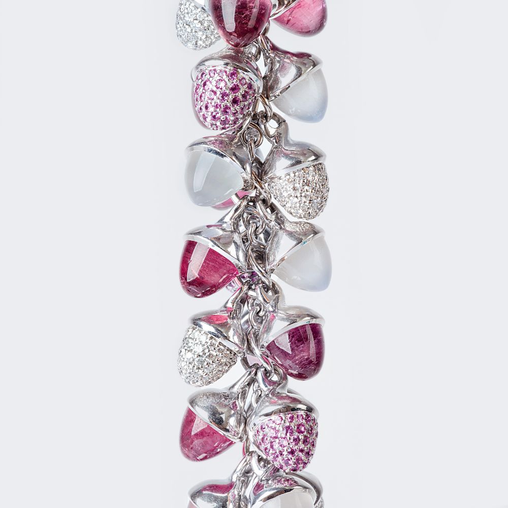 'Mikado Flamenco' Armband mit Pink Saphiren, Brillanten und Pink-Turmalinen - Bild 2