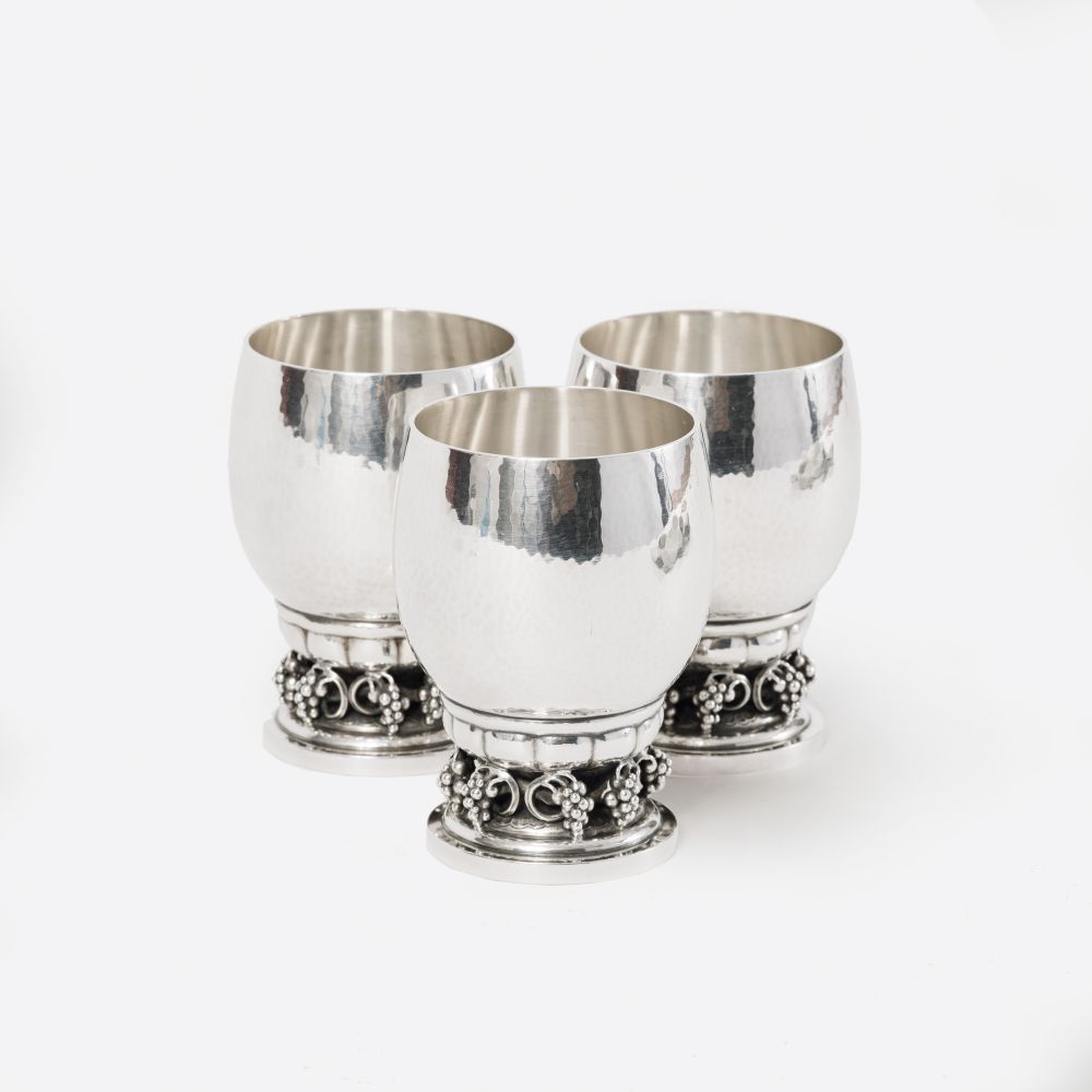 Georg Jensen - A Set of 3 Beakers 'Grape' No. 296 A A Set of 3 Beakers 'Grape' No. 296 A