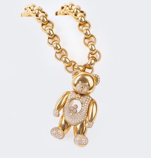 Großer Anhänger 'Happy Diamonds Teddy' an Kette