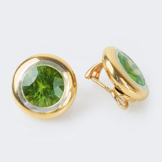 A Pair of Peridot Earclips