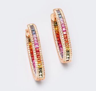 A Pair of 'Rainbow' Earrings with Sapphires