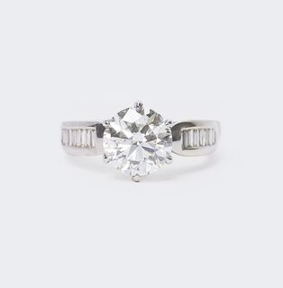 A highcarat, white Solitaire Diamond Ring