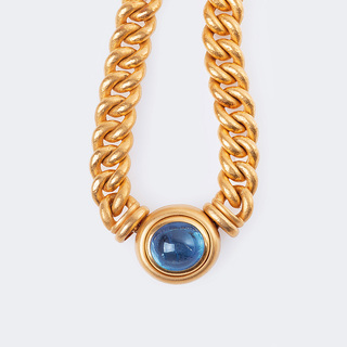 A Curb Chain Necklace with Sapphire Patentclasp by Brahmfeld & Gutruf