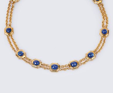 A colour-fine Sapphire Necklace with Diamonds