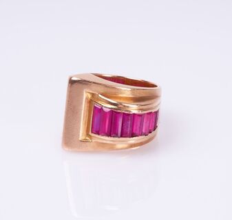 Art-déco Rubin-Ring