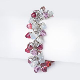 A 'Mikado Flamenco' Gold Bracelet with Pink Sapphires, Diamonds and Pink-Tourmaines