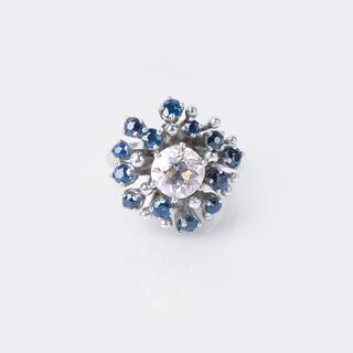 An Old Cut Diamond Ring with small Sapphires