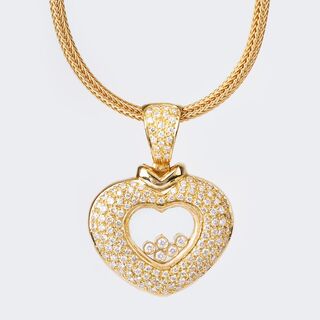 A Diamond Heartshaped Pendant on Tube Chain Necklace