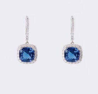 A Pair of Tanzanite Diamond Earpendants