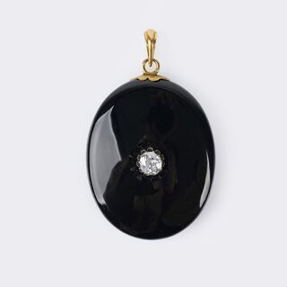 Jugendstil-Onyx-Anhänger mit Altschliffdiamant