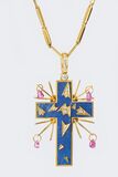 A limited Lapis Lazuli Pendant 'Cross' with Rubies and Diamonds