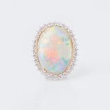 An Opal Diamond Jewellery Set: Pendant and ring - image 1