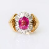 Großer Diamant-Cocktailring mit Rosa Turmalin
