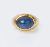 A Gold Ring with Sapphire Cabochon