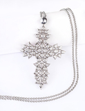 Sehr großer 'Cross Pendant Snowflakes' Anhänger mit Brillanten und Pink-Saphiren - Bild 3