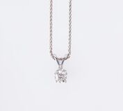 A Solitaire Diamond Pendant on Necklace